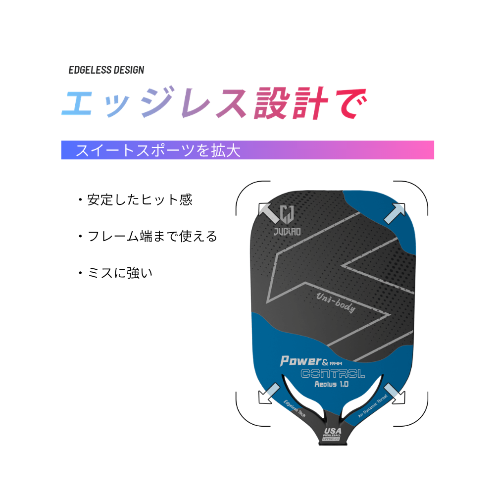 JUCIAO Aeolus｜スピードモデル（空力設計×操作性）【USA Pickleball認証】
